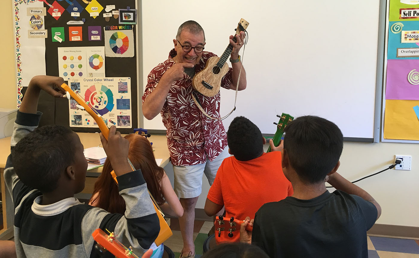 kids during a music instruction lesson at make music portland